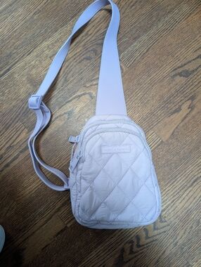 Poppy & Peonies  Quilted Crossbody Sling Bag in Pale Lilac